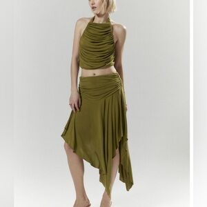 NWT Urban Outfitters Irina SET, Halter Top & Asymmetrical Midi Skirt / NEW